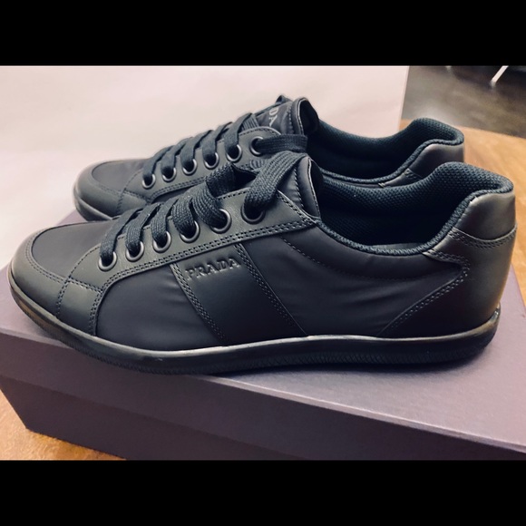 Prada Men's Nylon Leather Sneaker, Black 4E2845 - Picture 7 of 12